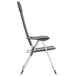 vidaXL Folding Camping Chairs 2 pcs with Footrest Gray Aluminum - Image 3