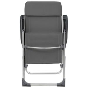 vidaXL Folding Camping Chairs 2 pcs with Footrest Gray Aluminum - Image 4