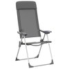 vidaXL Folding Camping Chairs 2 pcs with Footrest Gray Aluminum - Image 2
