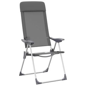 vidaXL Folding Camping Chairs 2 pcs with Footrest Gray Aluminum