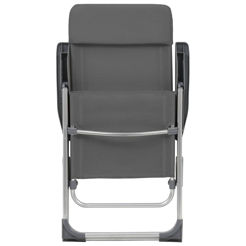 vidaXL Folding Camping Chairs 2 pcs with Footrest Gray Aluminum - Image 4